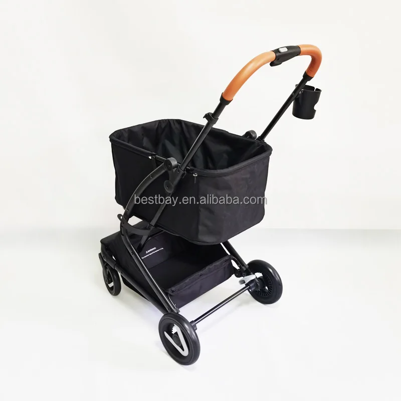 New design customization portable lightweight folding shopping trolley with drawstring bag