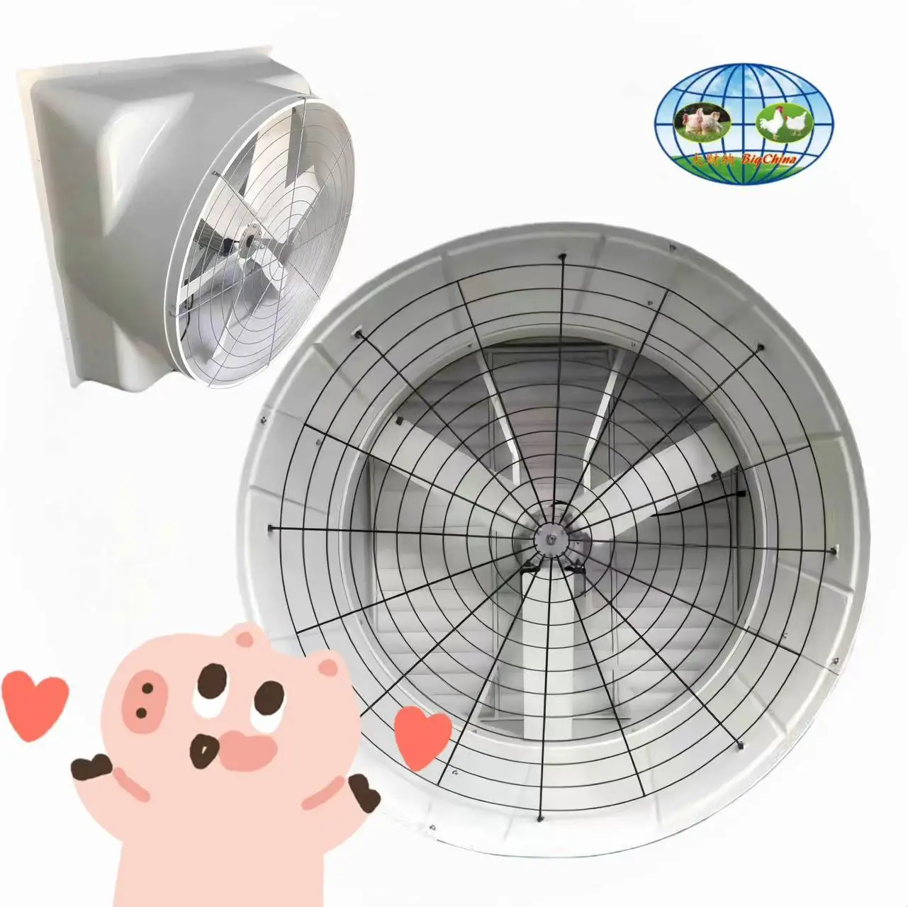 Large Air Volume Industrial Window Fan Chemical Resistant Exhaust Fan Pig Farm Ventilation Fiberglass Animal Husbandry 1 Year