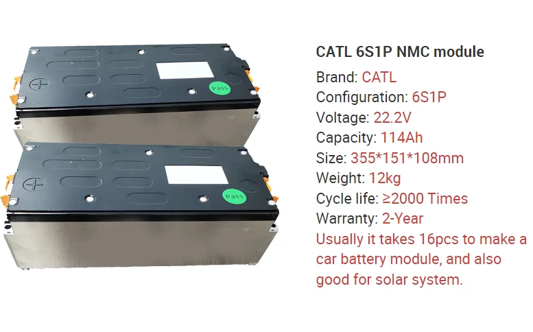 CATL A Grade 3.7V 6S1P 22.2V 114Ah 120Ah NMC prismatic rechargeable Lithium ion Battery Module For Leaf EV