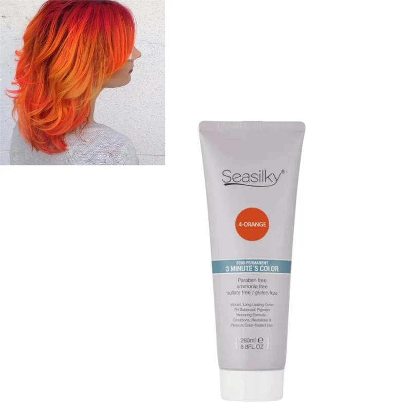 Sulfate-Free Fashion Orange Semi-Permanent Hair Color Cream Professional Color Conditioning 260ml