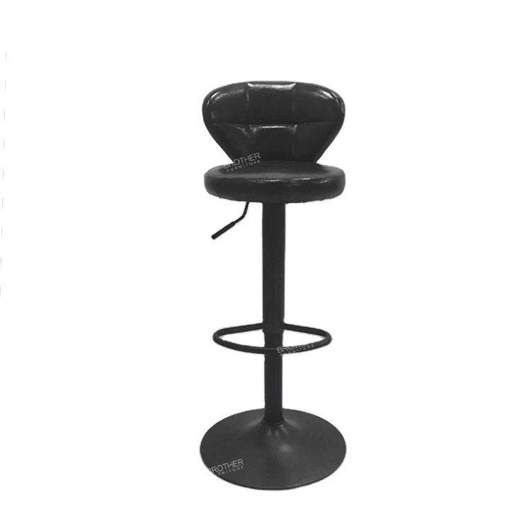 HOT SELL European style PU Leather Modern black Height adjustable bar high stool chair Metal base
