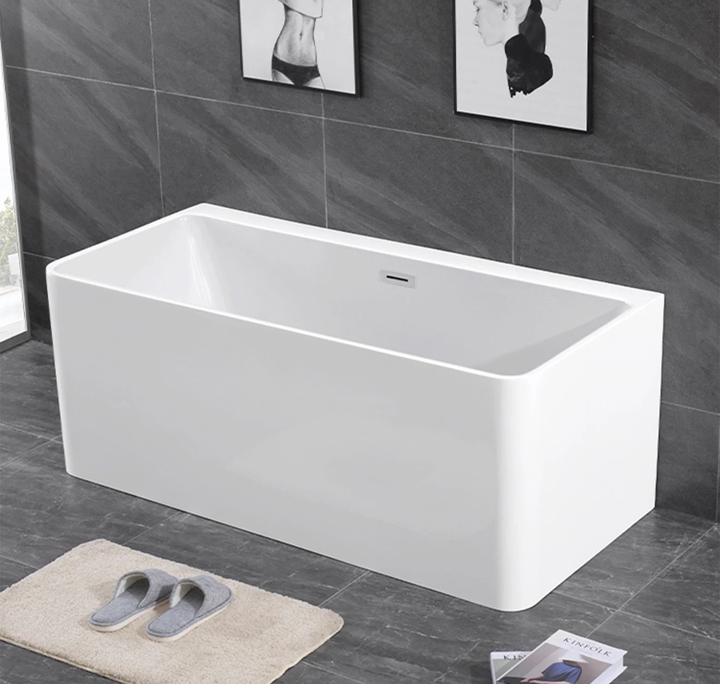 Ванна из смолы и камня, отдельно стоящая Ванна, однотонная акриловая ванна без камня