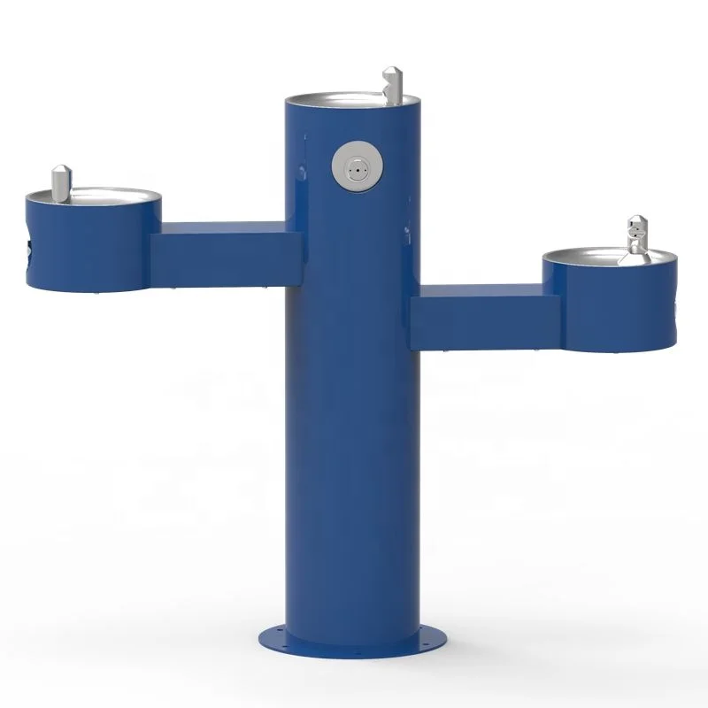 pedestal mounted outdoor drinking fountain, drinking fountain with bottle fillers