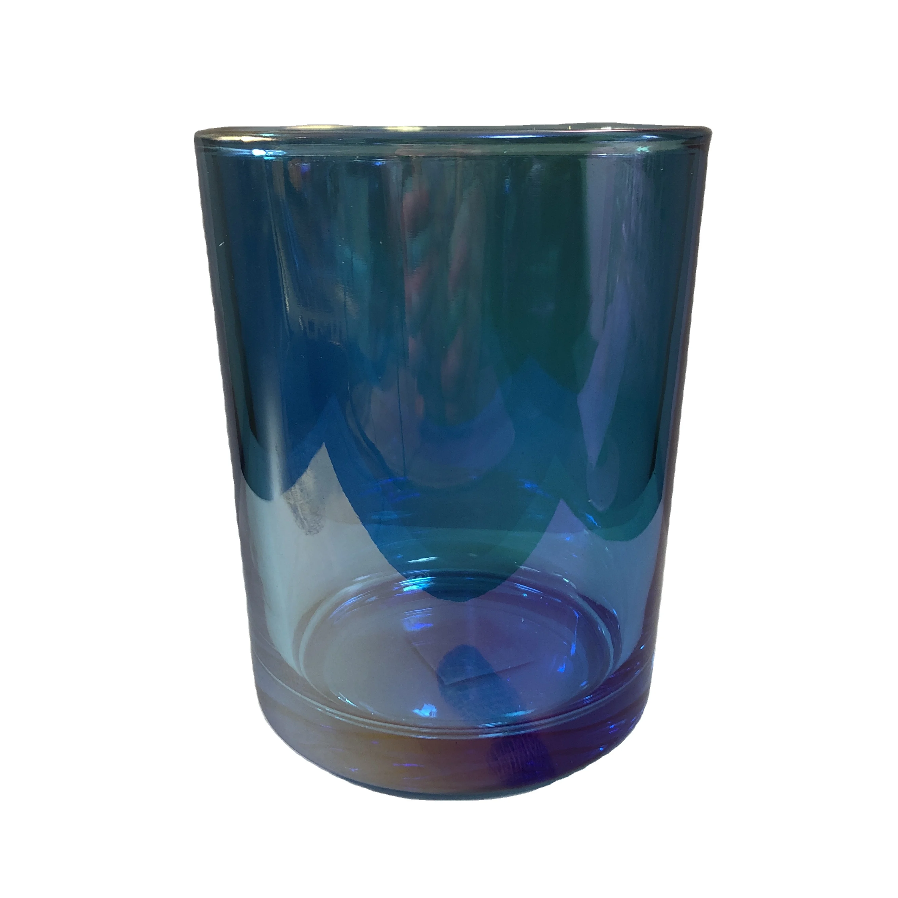 Wholesale High Quality Clear Vessels Glass Candle Containers Iridescent Candle Jar With Lid For Scented Candles