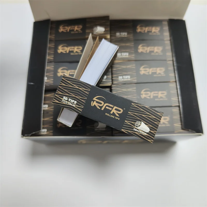 RFR Classic Black Wide Rolling Tips 50 Leaves  50 Packs Unbleached Paper for Smoking