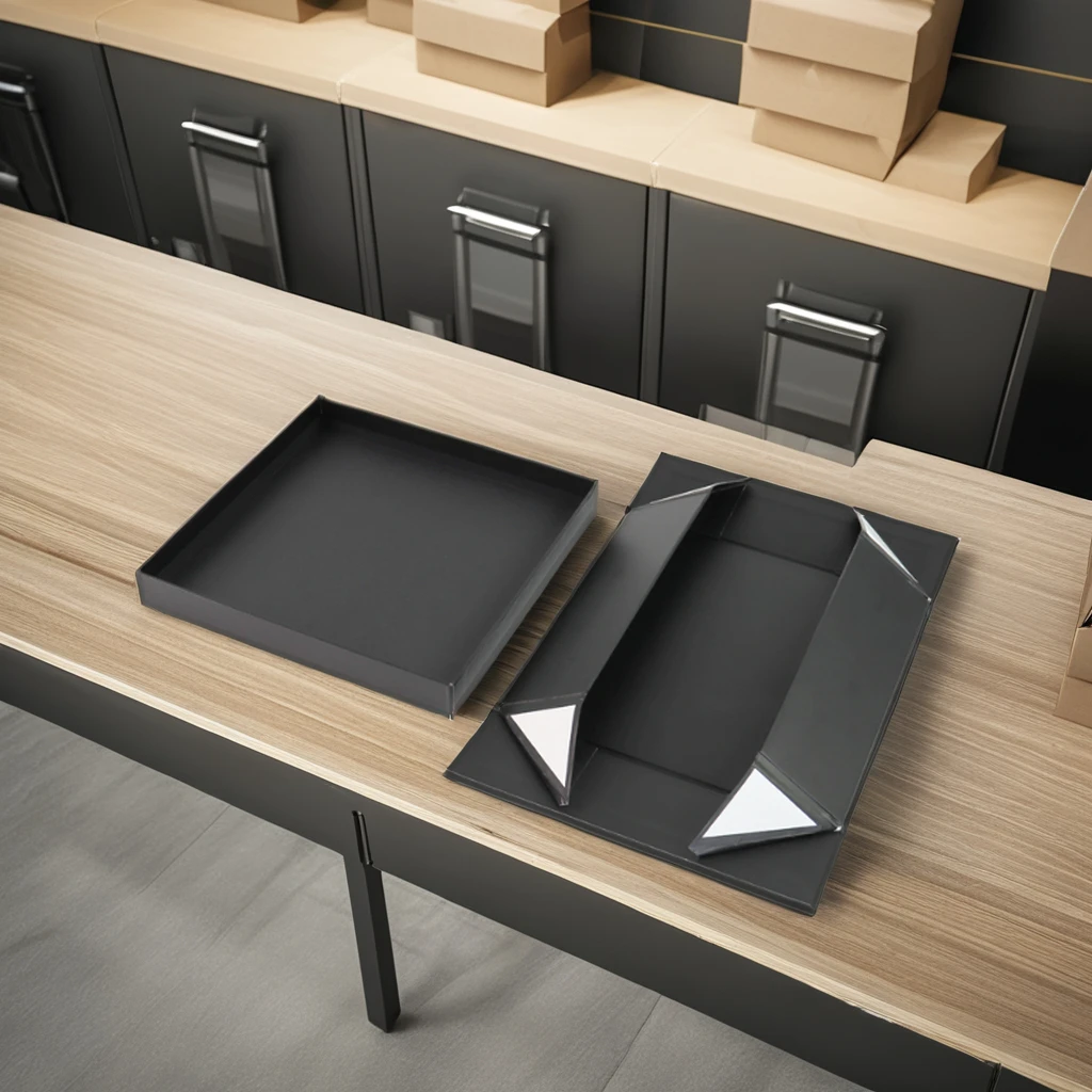 Crown Win Black Folding Lid and Base Customized Gift Packaging Box Spot UV Recyclable Material Two Pieces Box