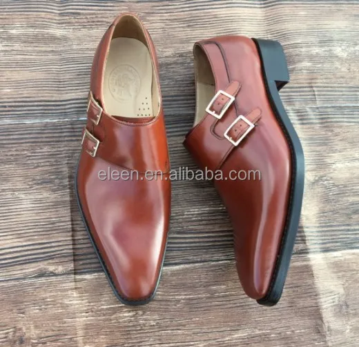 
Handmade Mens Fashion Monk Strap Calfskin Genuine Leather Dress Shoes 
