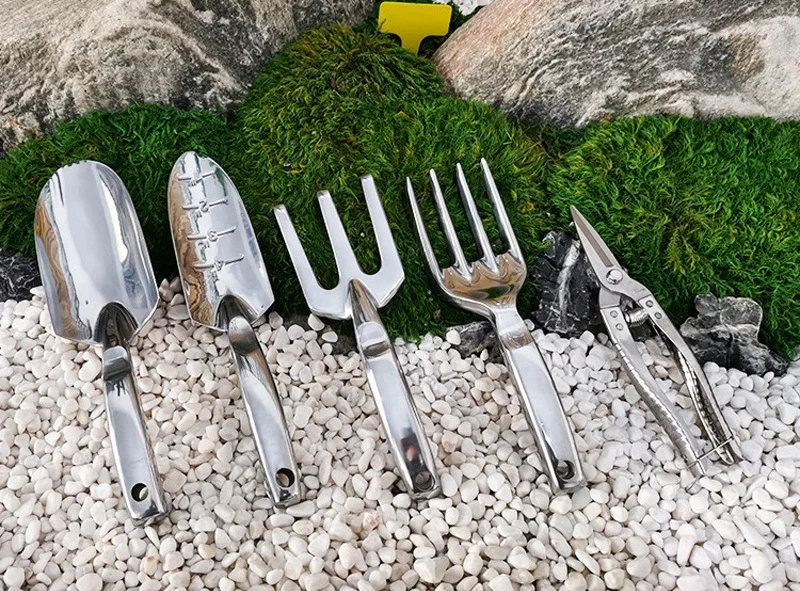Magnesium Aluminum Alloy Shovel Loosening Rake Planting Flowers Thickened 5-Piece Set