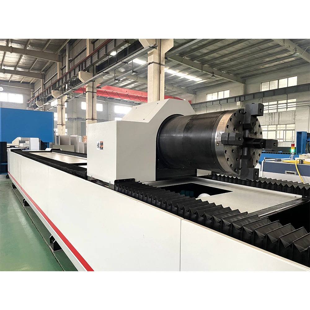 High speed metal steel iron pipe laser cutter H beam 6m 8m 2kw 3kw 4kw automatic loading three chuck laser tube cutting machine