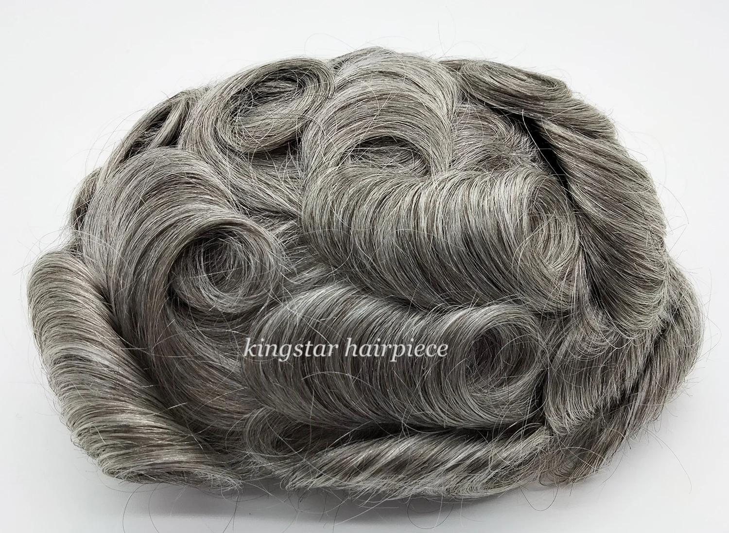 Thin Skin Toupee For Man Human Hair Replacement Men V Looped Toupee with 65% gray hair