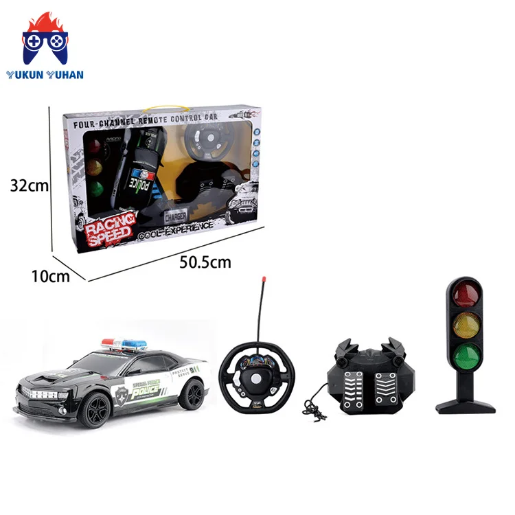 Wholesale Kids Toy 1:16 Four-way Gravity Sensing Steering Wheel Pedal Remote Control Police Car