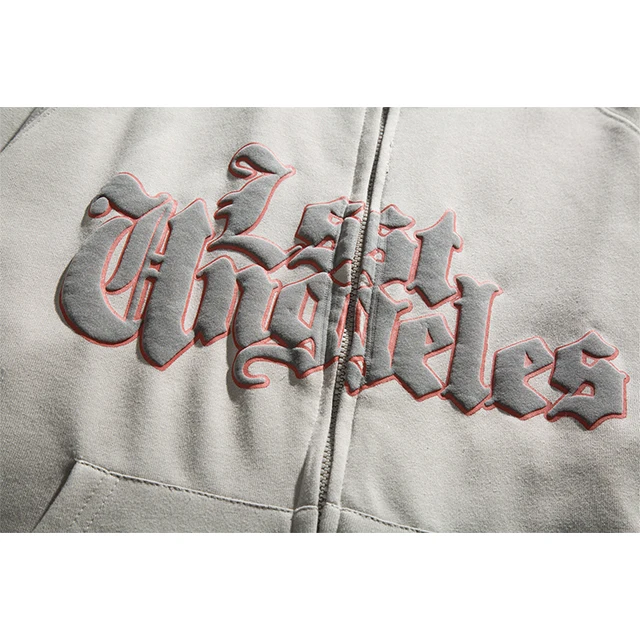 OEM custom puff print oversized full zip up hoodies
