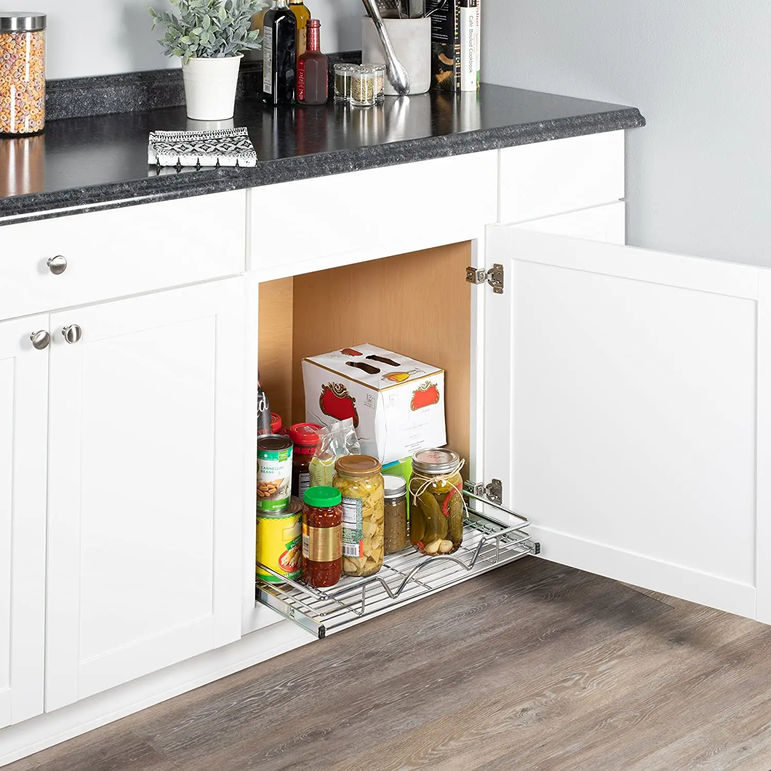 Kitchen Cabinet Organiser Pull Out Wire Basket Base Unit Storage In Various Sizes VT-09.440