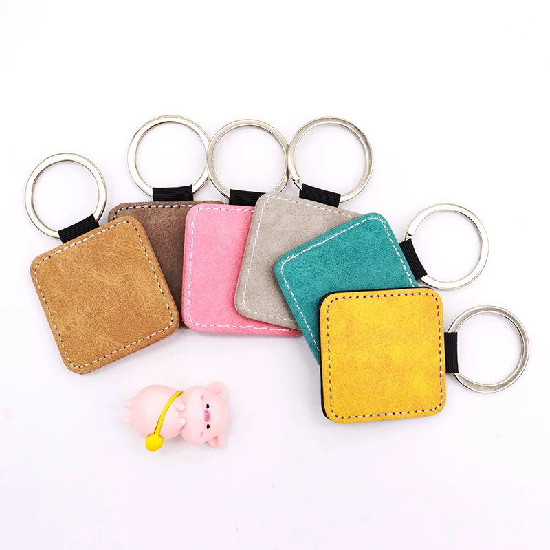 Different Shapes Color Design Car Pendant Custom Keychain Logo Blank Sublimation PU Leather Key Chain wholesale