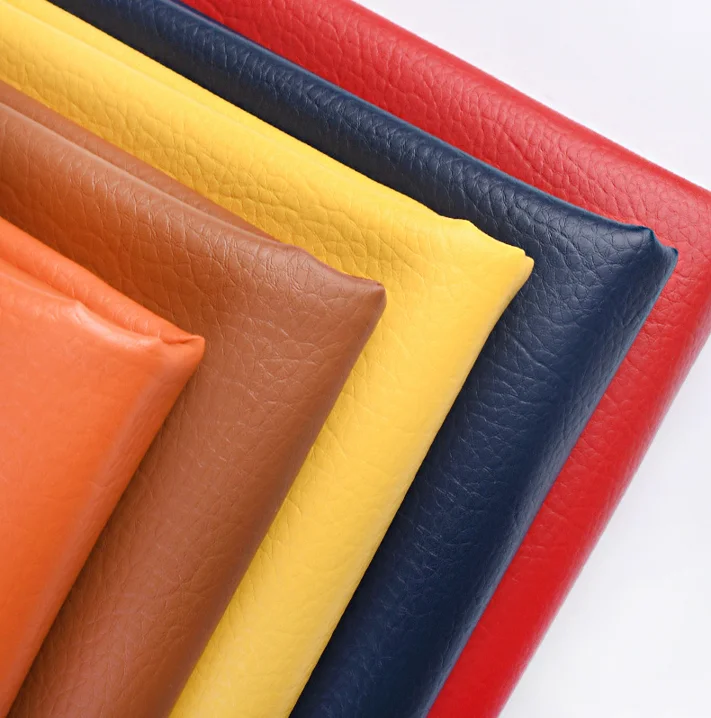 Soft Vinyl Roll Sofa Litchi Grain PVC Leather Fabric Material