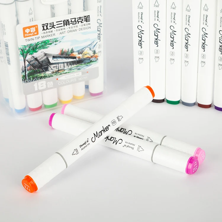 18 Twin-tip Triangle Shape Art Markers in PP Display Box with Hanger