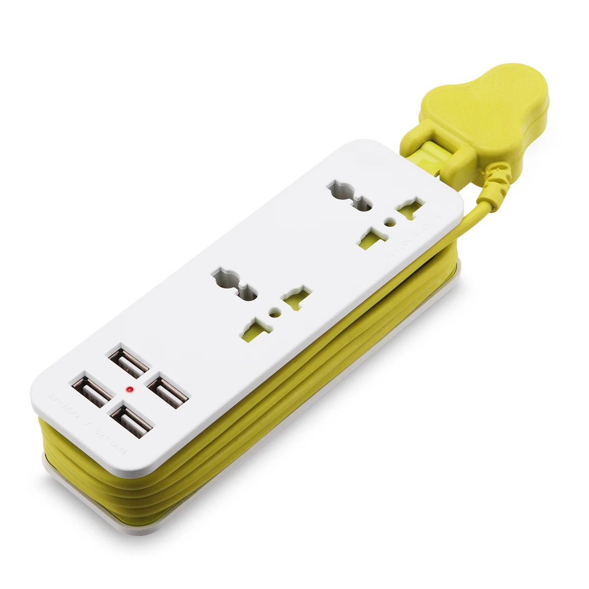 EU Plug Extension Socket Outlet Portable Travel Power Strip Surge Protector with 4 USB (Total 5V 2A Output) Smart Charger Wall C