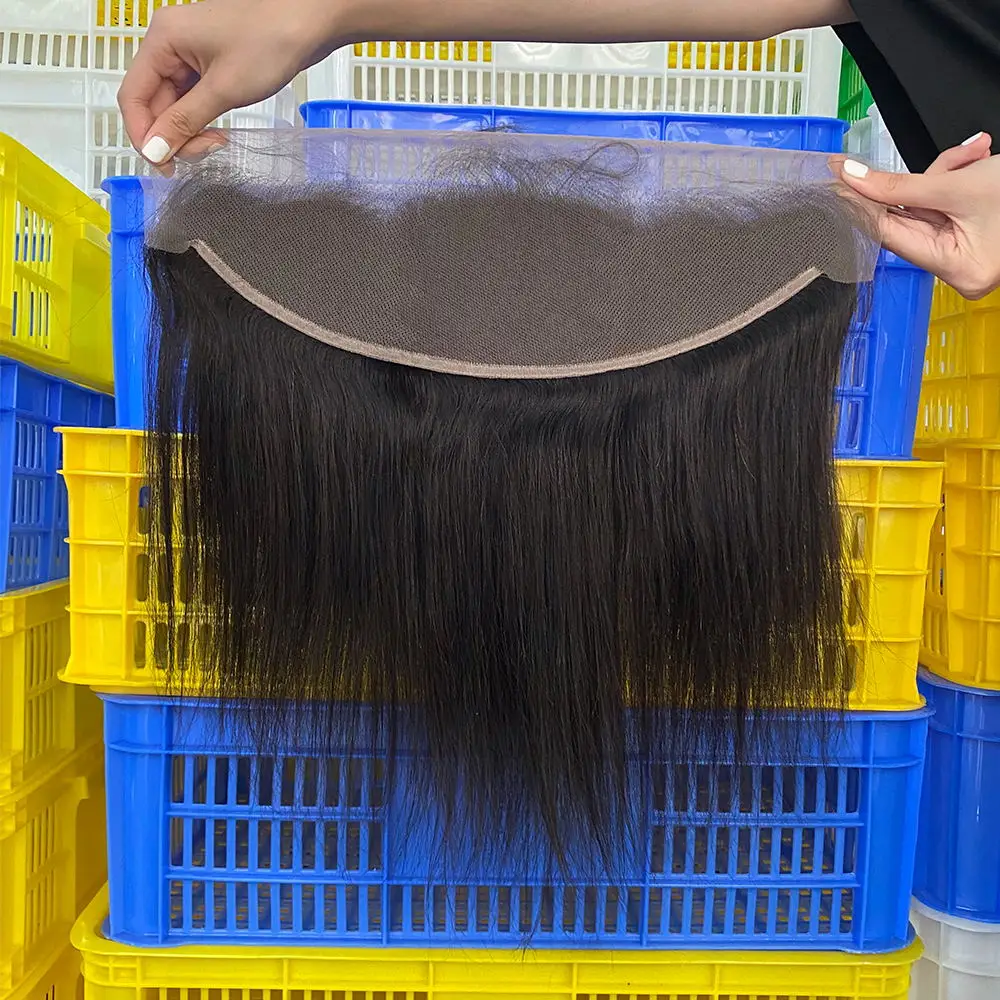 GS Peruvian Straight Human Hair13x4 Lace Frontal Closure Middle/Free/Three Part Swiss Lace 100% Remy Hair Medium Brown Frontal