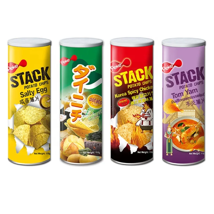Pringles style potato chips snacks with all kinds of falvours
