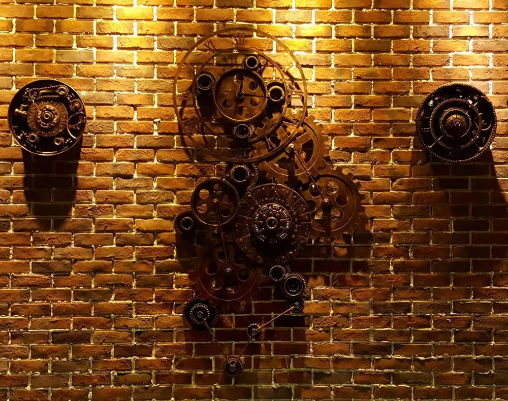 Steampunk Cog Design Bronze clock rotatable factory custom gear clock Clock home decor