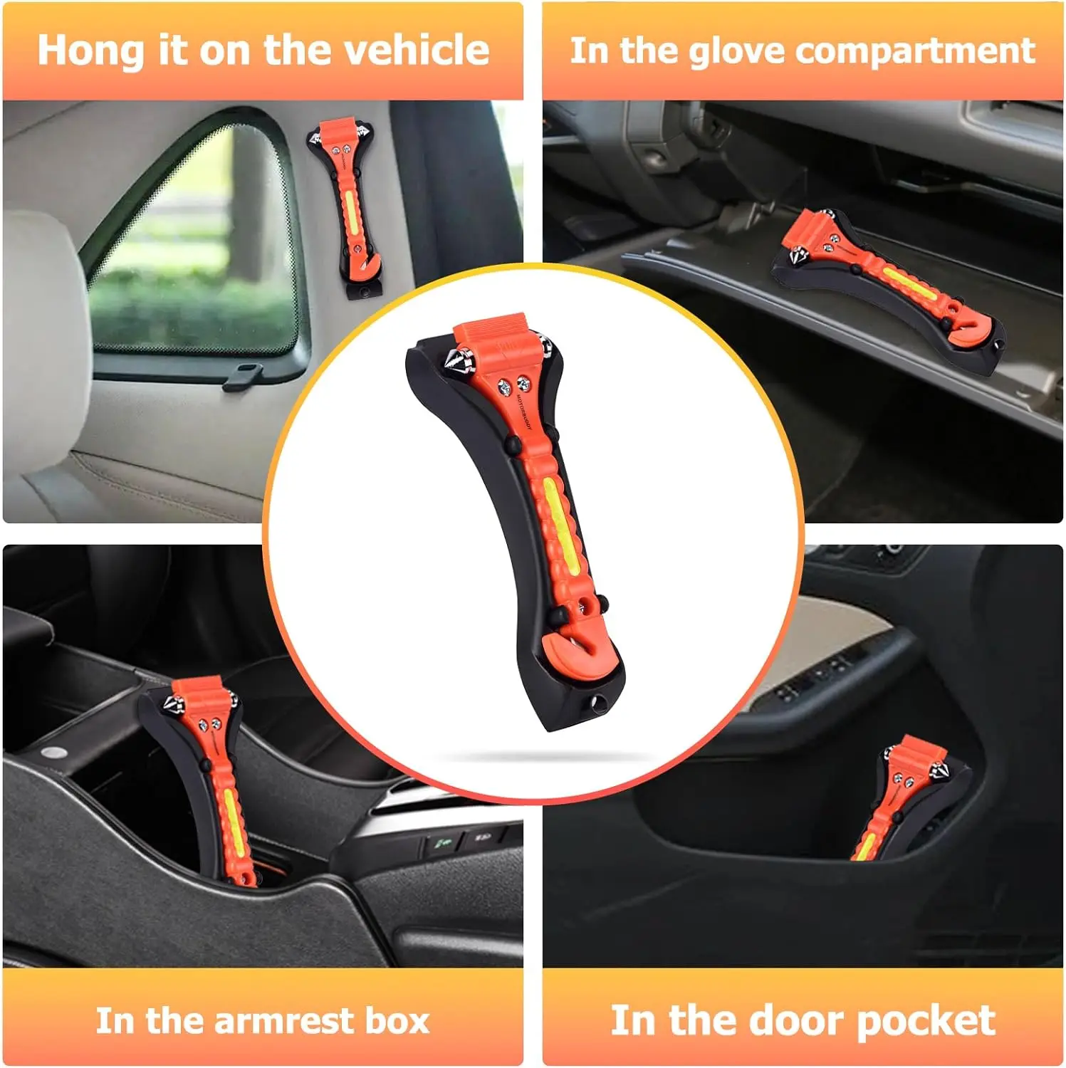 2-in-1 Emergency Glass Hammer Window Punch Seatbelt Cutter Life Rescue Tools Kit