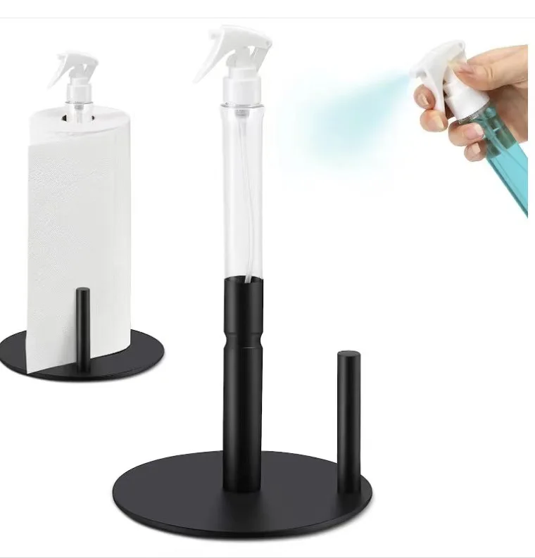 New Desktop vertical paper towel holder Spray kitchen stainless steel black paper roll holder