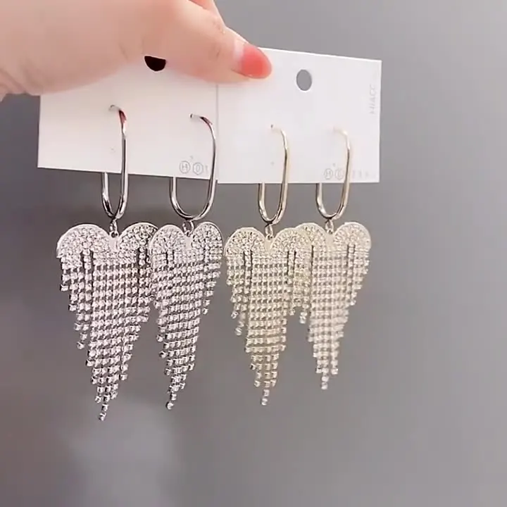 Fashion Earrings 2022 Tassels Multi Design Rhinestone Clip On Tassel Diamond Earrings