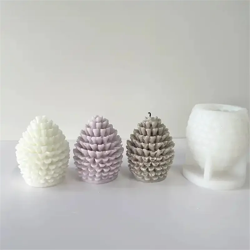 Y1043 Handmade 3D Christmas Pine Cone Silicone Resin Molds Christmas Tree Silicone Candle Mold
