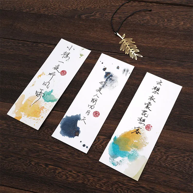 DIY creative blank postcard Word card Blank hand-painted Dutch white card dyed toning test card paper