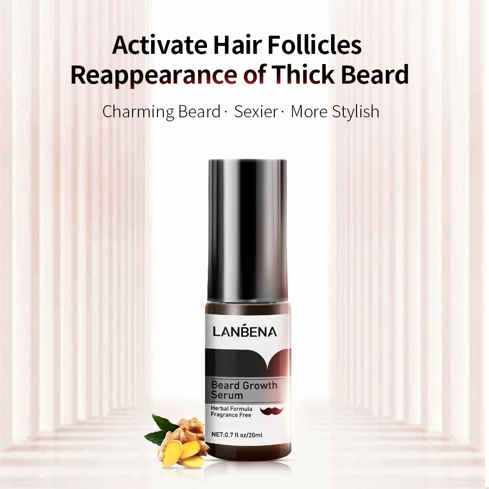 LANBENA Natural Herbal Best Beard Growth Oil Nourish Beard Care Thicken Fuller Free Shipping