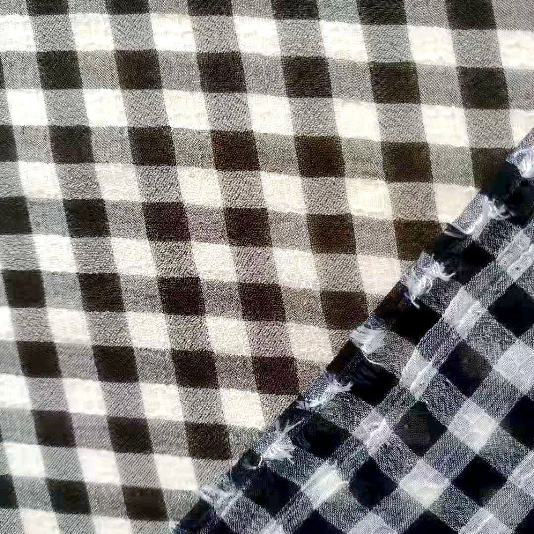 
Ready to ship best price 100% polyester cationic chiffon crepe plaid fabric for blouse and dress 
