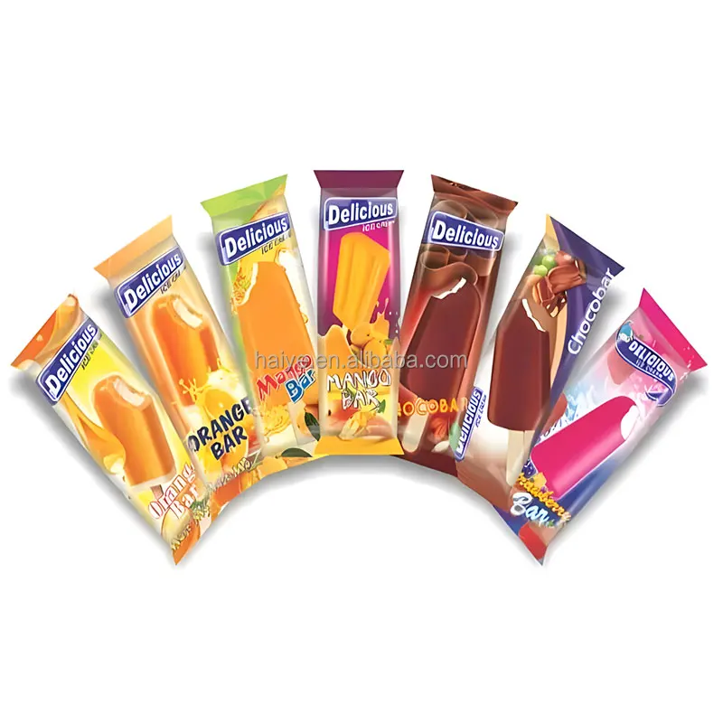 Custom Printed Ice Popsicle Packaging Bags Food Grade Ice Cream Popsicle Packaging with Tear Notch