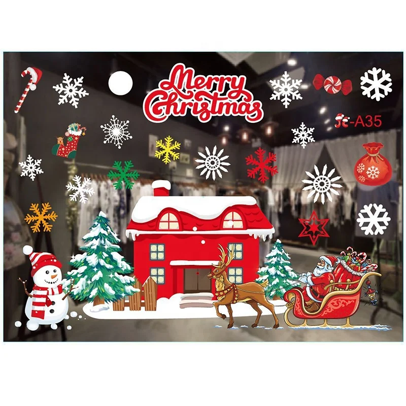 New Christmas Ornaments Color Christmas Window Stickers White Snowflake Wall Stickers Window Dress Up Seamless Window Stickers