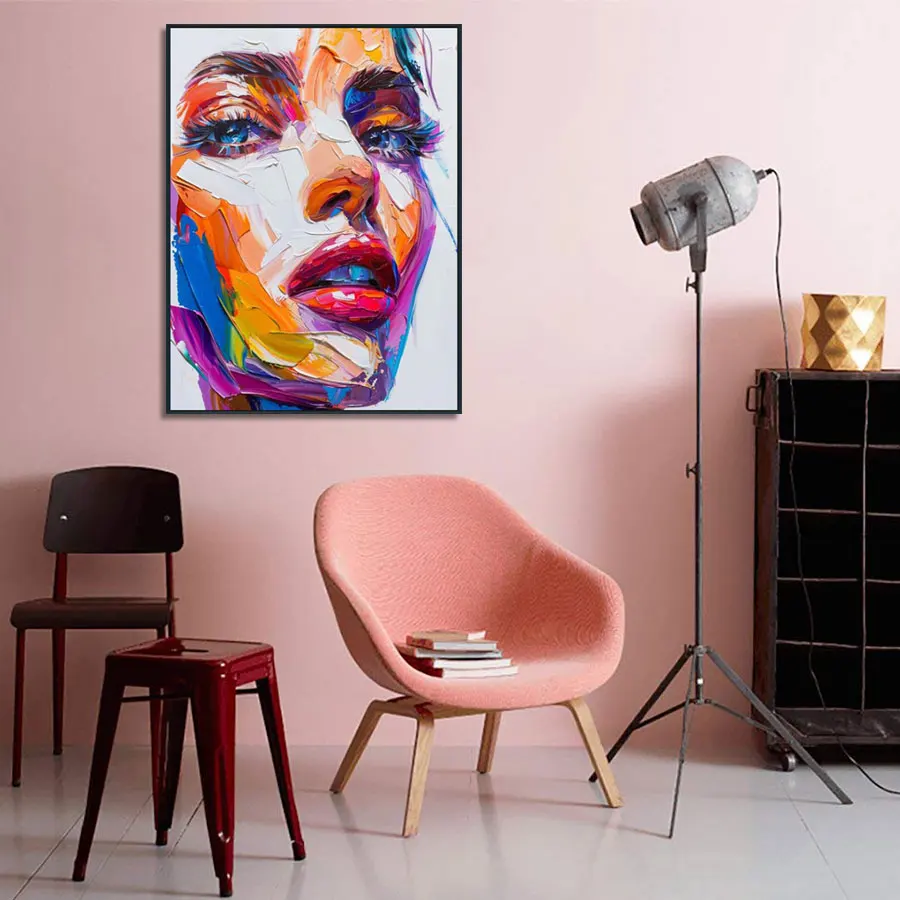Original Art Custom Hand-Painted Modern Style Woman Figure&Portrait Wall Art Artwork Oil Painting for Home Decor