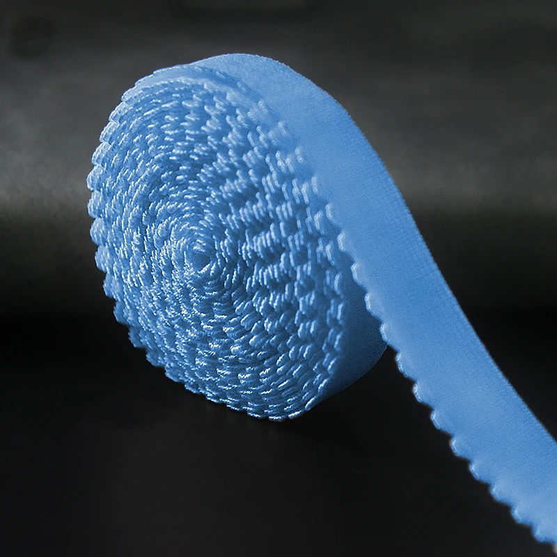 OEM Order Factory Guangdong  Blushed Picot Elastic Band 12mm Width Blue Webbing Strap Custom Color Plush Elastic Underwear