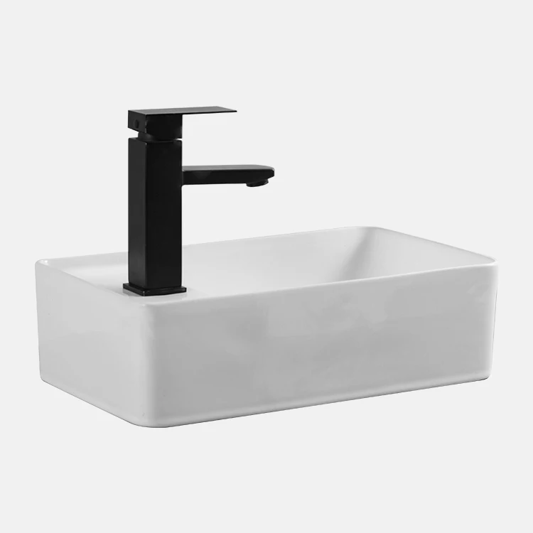 Luxury Modern Style Bathroom Art Basin Sinks Ceramic Rectangular Wall Hung Basin Bathroom Sinks For Hotel