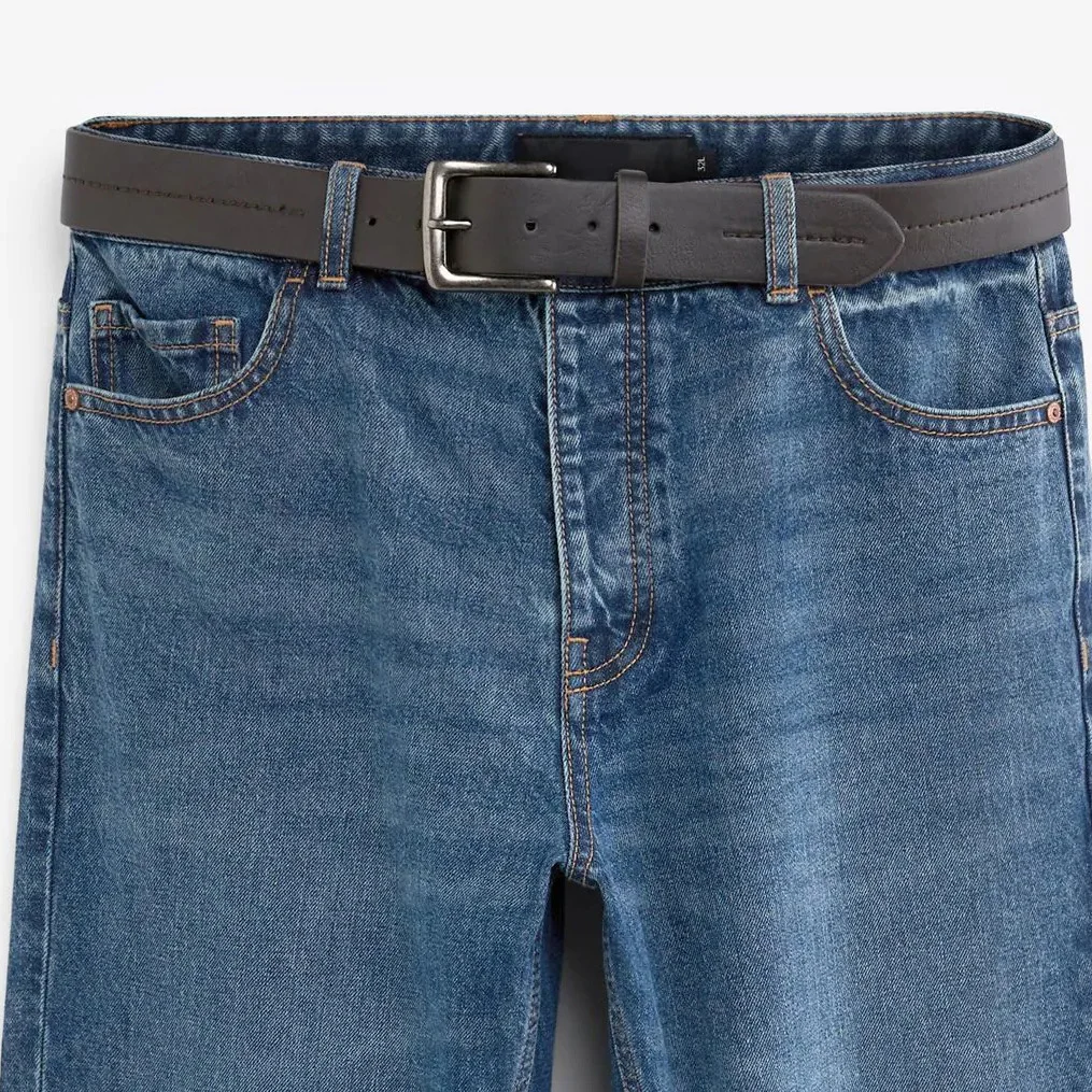 Blue Team | Low MOQ OEM Custom embroidered printed slim fit streetwear blue jeans stretch hombr fit jeans stylish denim pant