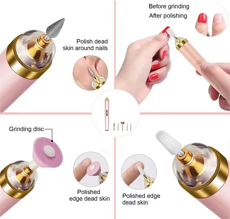 New Professional Nail Drill Machine 5 in 1 Led Light Nail Care Kit USB Rechargeable Portable Nail Drill Pen For Manicure Salon