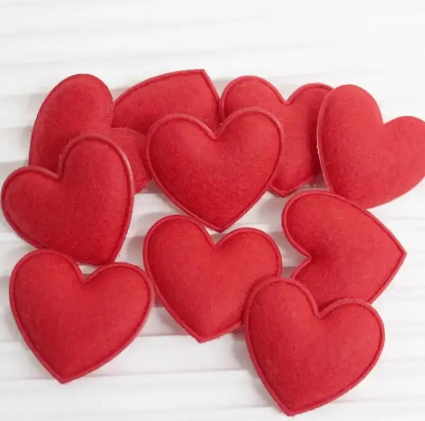 Red Felt Cloth Double Sided Love Valentine Heart DIY Craft Accessories for Valentine Decoration Headbands Shoes Bags Jewelry