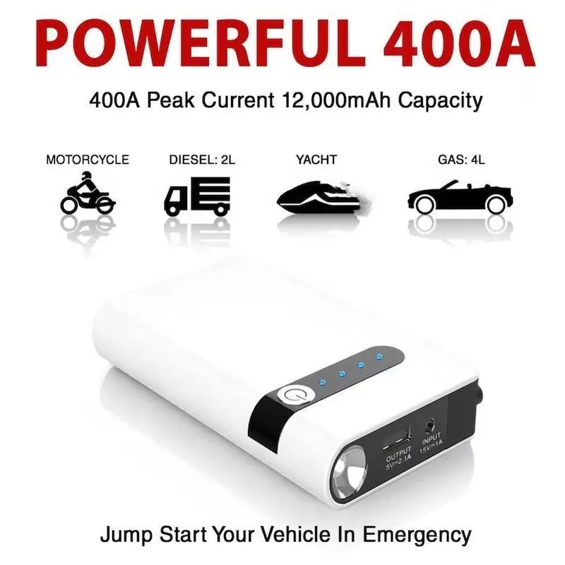 Multi-capacity Emergency Vehicle Tools Portable Car Jump Starter Power Bank 6000mAh 8000mAh 10000mAh