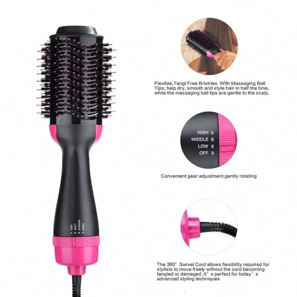 Hair Brush Private Label Flat Iron Hot Air Pick Electric Comb One Step Dryer Fast