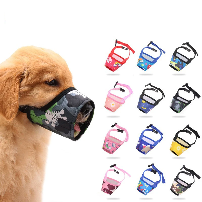 Safety Anti-biting Barking Secure Adjustable Breathable Soft Dog Muzzle Nylon Mesh Pet Muzzles Polyester Solid 1 Piece/opp Bag