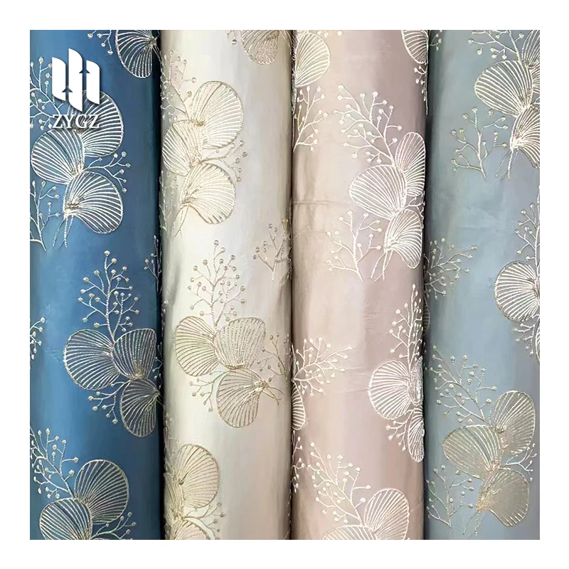Hot Sell Embossed Modern Blackout Curtain Manufacturer Cloth Material Fabric for Dresses Custom Gold Thread Jacquard