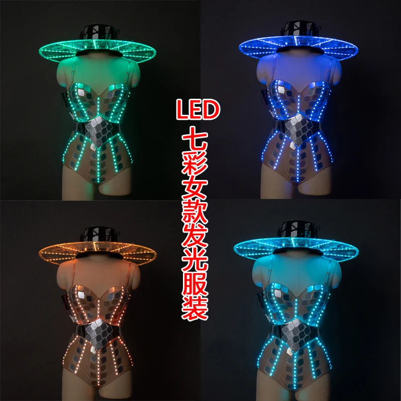 Высококачественная зеркальная одежда серебристое зеркальное платье вечернее сексуальное короткая юбка светодиодные костюмы для