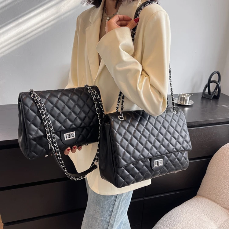Wholesale Lattice Plaid Square Chain Bag For Women PU Leather Handbags Shoulder Bag Big Size For Ladies