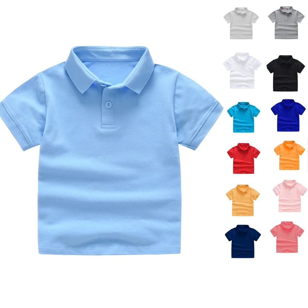 2023 new style summer children boys girls polo t-shirts for kids blank custom logo  plain t shirts kids polo shirts