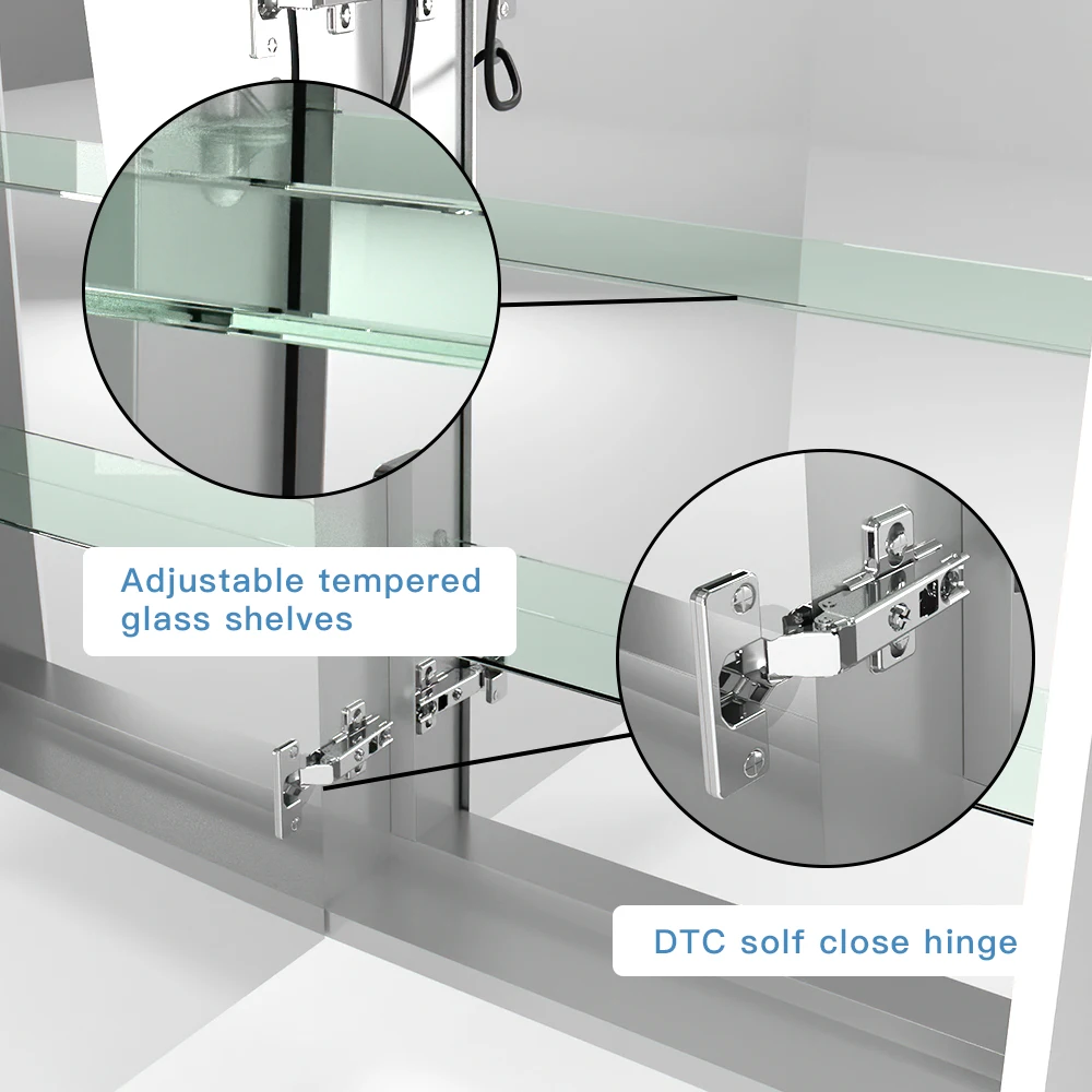 OEM Modern Simple sliver wall mounted bathroom vanity cabinet Stainless steel mirror cabinet