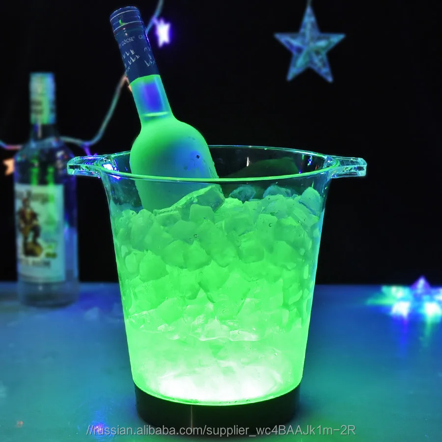 Прозрачный 5L ps пластиковое светодио дный привело ведро льда для вечерние