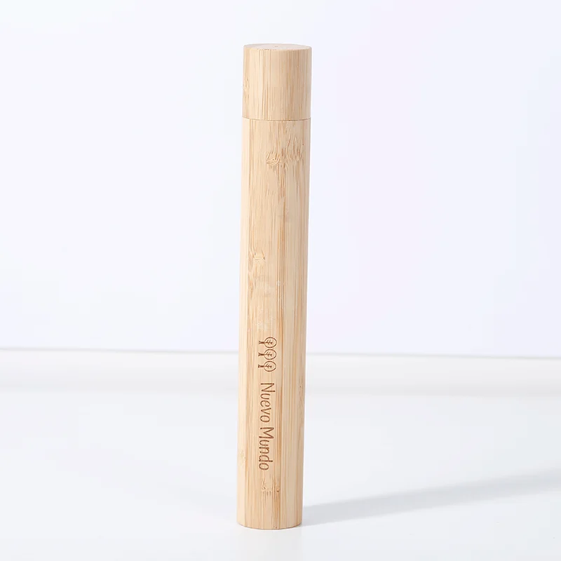
2021 Eco organic bamboo toothbrush travel case holder set Tube Biodegradable Laser engraving logo wholesale custom OEM 