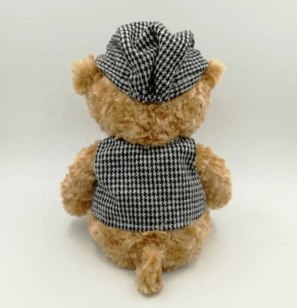Wholesale Custom OEM/ODM 13 inch Bear wearing vest and hat hot sale high quality soft plush toy